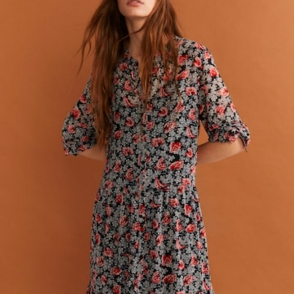 $99 Mng Mango Long Maxi Dress. Black Floral XS. - Picture 7 of 8